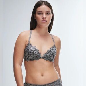 NWT Savage X Fenty PLAYDATE LACE BRALETTE Night Gram Grey